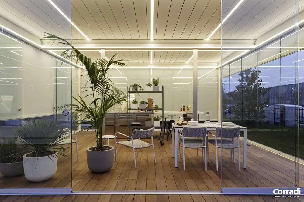 Imago® Pergola Bioclimatica con vetrate scorrevole e illuminazione a LED