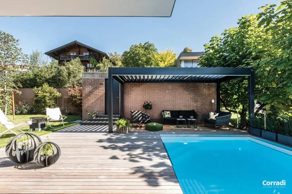 Imago® Pergola Bioclimatica nera a lamelle orientabili